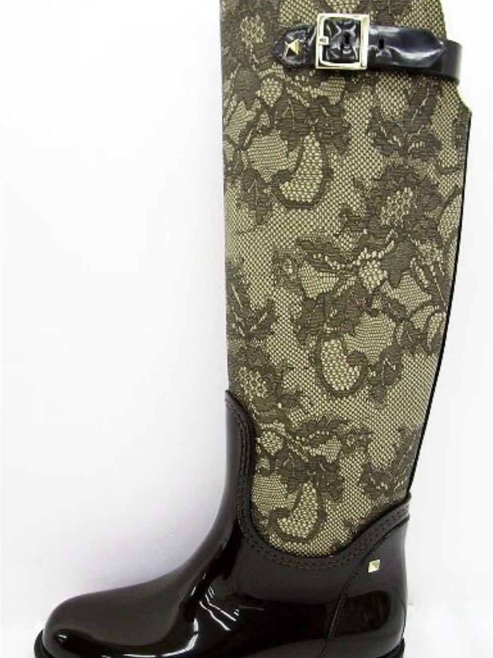 Valentino Garavani Regina Regis Lace Print Rain Boots Black EU 36 US 6 - Picture 3 of 7